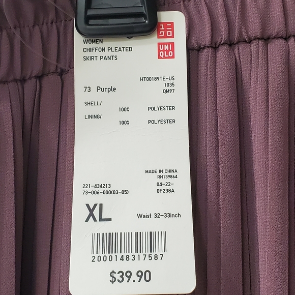 Uniqlo Chiffon Pleated Skirt Pants in Purple - Picture 3 of 5